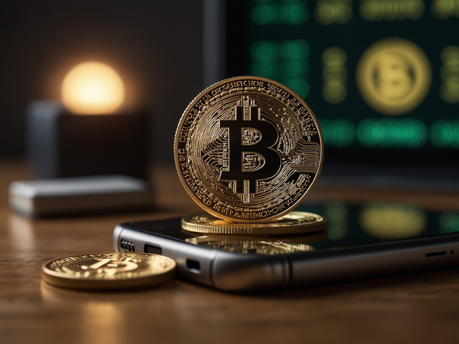 Image promotionnelle Africa Win 365 avec téléphone et pièces de crypto